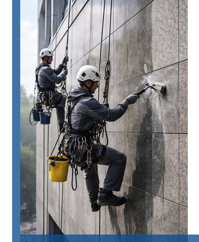 Профессиональная мойка фасада из керамогранита в Мирном