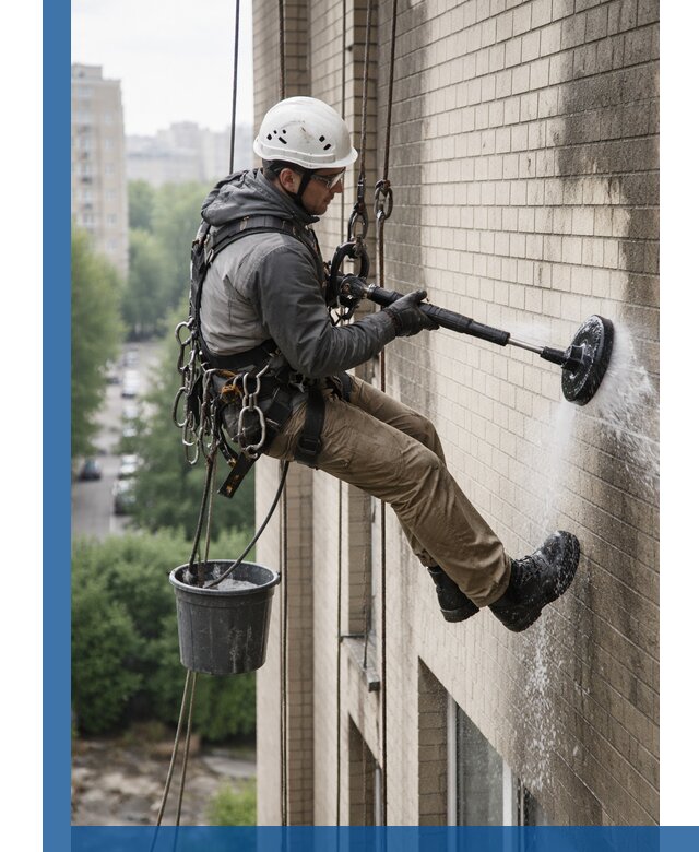 Очистка фасада от копоти в Мирном профессионально и безопасно