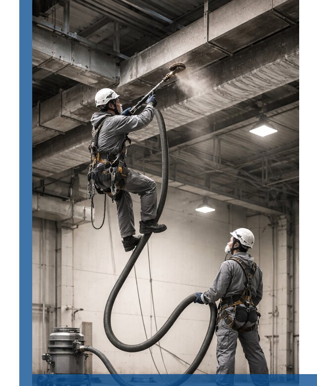 Обеспыливание потолочных конструкций в Мирном промышленным альпинизмом