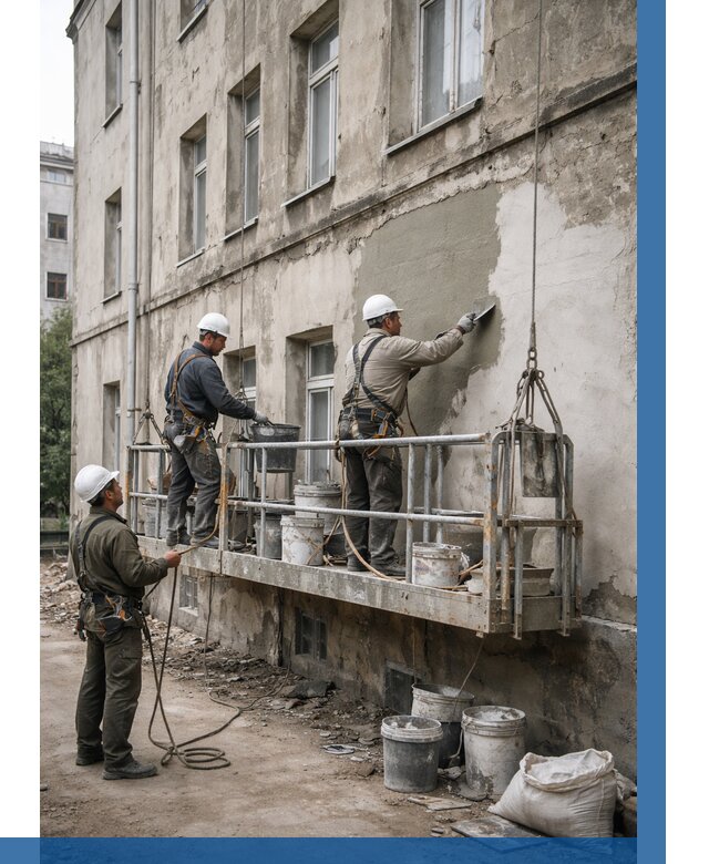 Капитальный ремонт фасада в Мирном от 4246 р. | ВЫСОТНИК-Мир