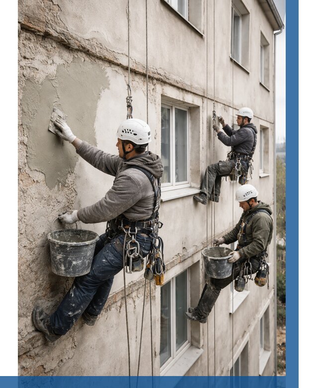 Ремонт штукатурного фасада в Мирном от 758 р. под ключ | ВЫСОТНИК-Мир