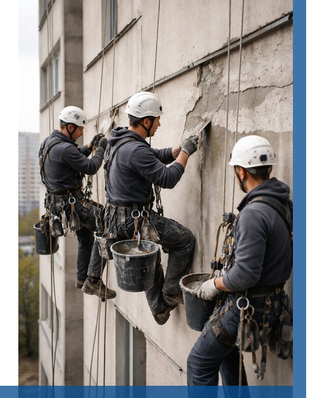 Ремонт бетонных элементов фасада в Мирном от 2527 р. | ВЫСОТНИК-Мир