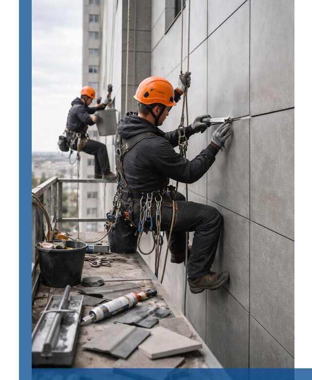 Профессиональный ремонт фасада из керамогранита в Мирном