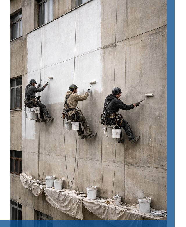 Покраска бетонного фасада в Мирном от 354 р за м2 | ВЫСОТНИК-Мир