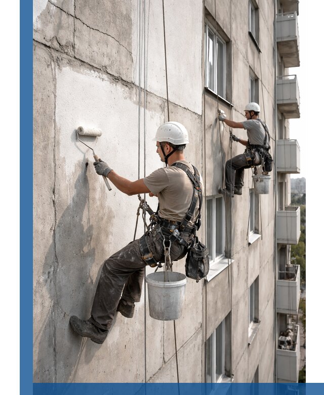 Покраска бетонного фасада в Мирном для жилых и промышленных объектов