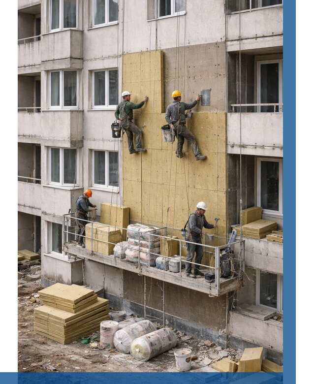 Утепление фасада минватой в Мирном от 1516 р. | ВЫСОТНИК-Мир