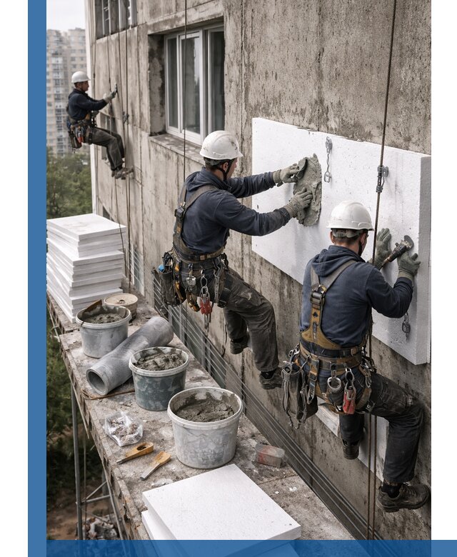 Утепление фасада пенополистиролом в Мирном под ключ