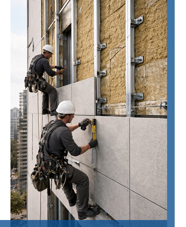 Монтаж вентилируемого фасада в Мирном от 3538 р. | ВЫСОТНИК-Мир