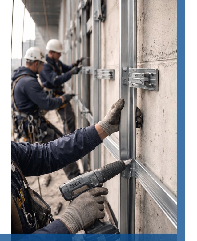 Монтаж подсистемы вентфасада в Мирном от 859 р. | ВЫСОТНИК-Мир