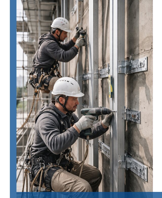 Монтаж и крепление подсистемы вентфасада в Мирном