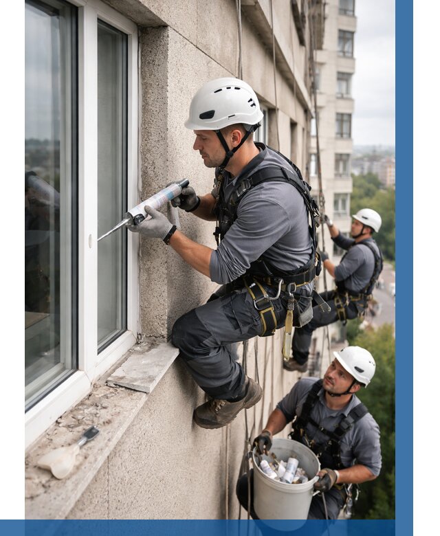 Герметизация оконных швов снаружи в Мирном от 1516 р. | ВЫСОТНИК-Мир