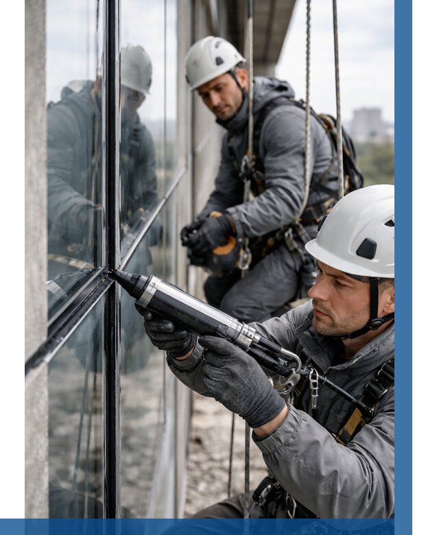 Герметизация витражных швов в Мирном от 657 р. | ВЫСОТНИК-Мир