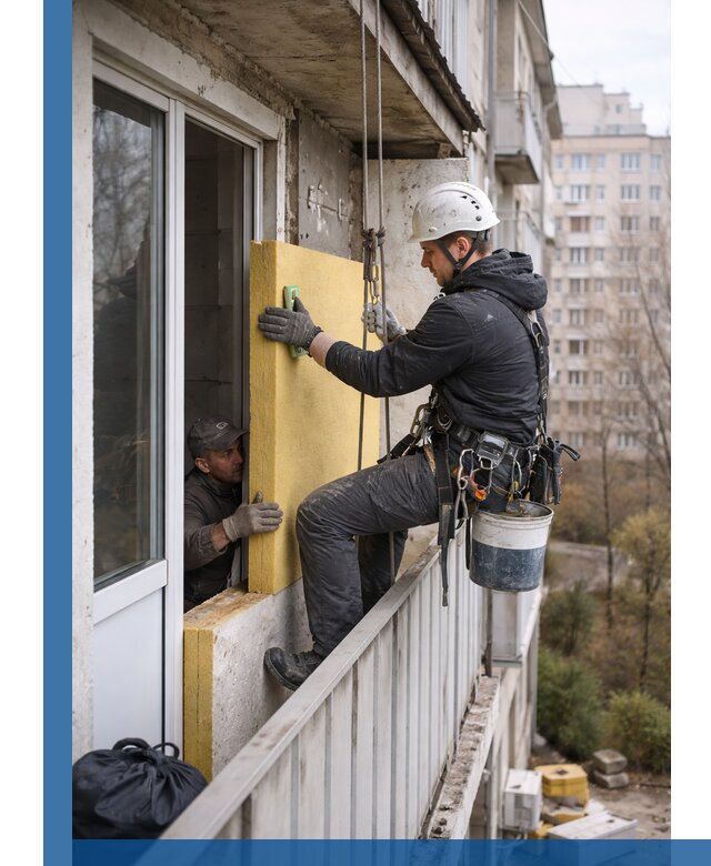 Профессиональное утепление балкона снаружи в Мирном под ключ