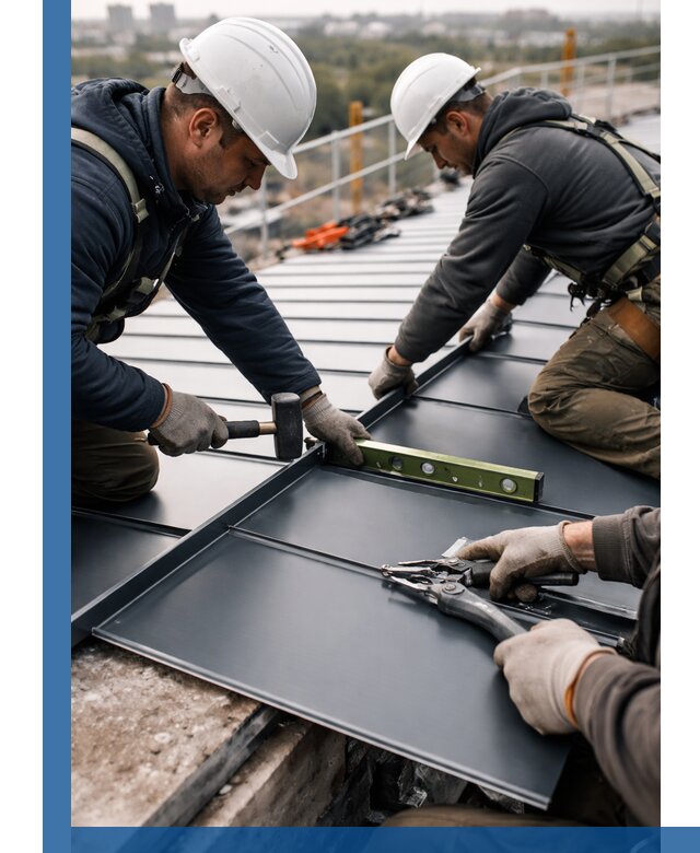 Монтаж фальцевой кровли в Мирном для промышленных зданий