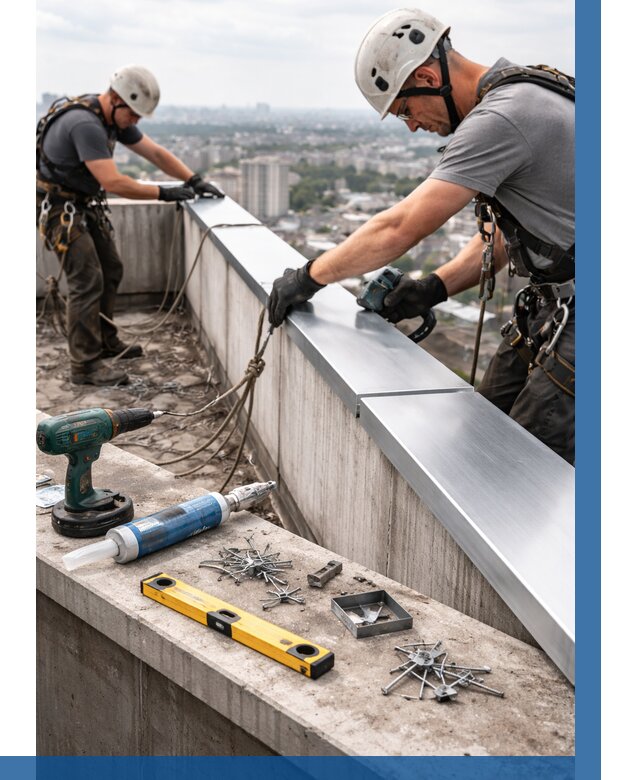 Монтаж парапетных крышек в Мирном от 809 р. | ВЫСОТНИК-Мир