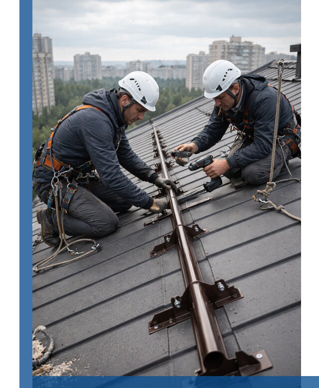 Монтаж снегозадержателей на кровле зданий в Мирном под ключ