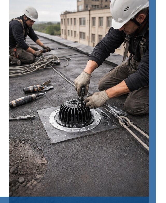 Установка водосточных воронок в Мирном цена от 3538 р. | ВЫСОТНИК-Мир