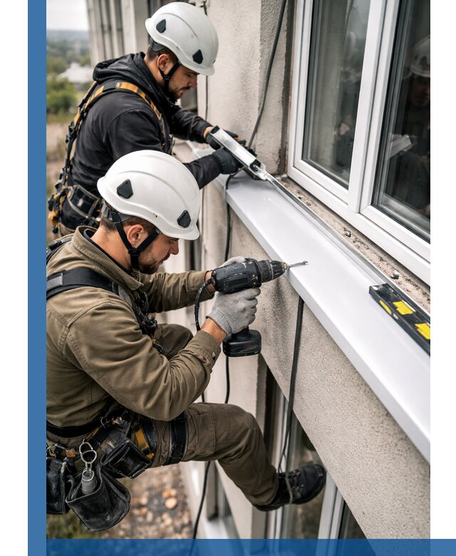 Профессиональный монтаж оконных отливов и отведения воды в Мирном