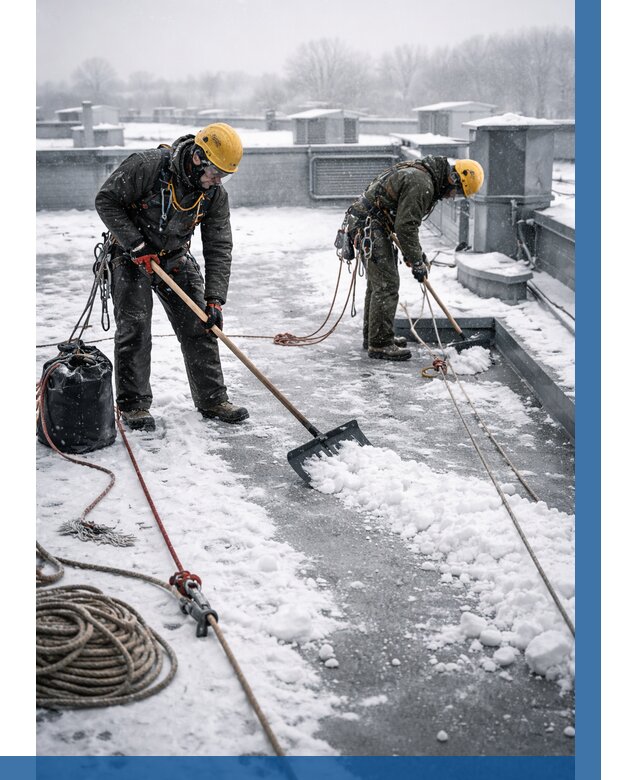 Очистка крыши от снега в Мирном от 7582 р. | ВЫСОТНИК-Мир