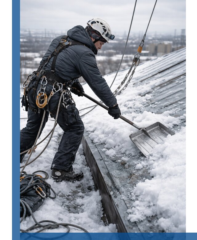 Профессиональная очистка кровли от снега и наледи в Мирном