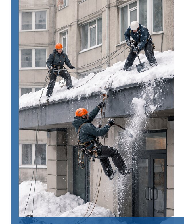 Безопасная очистка навесов от снега в Мирном круглогодично