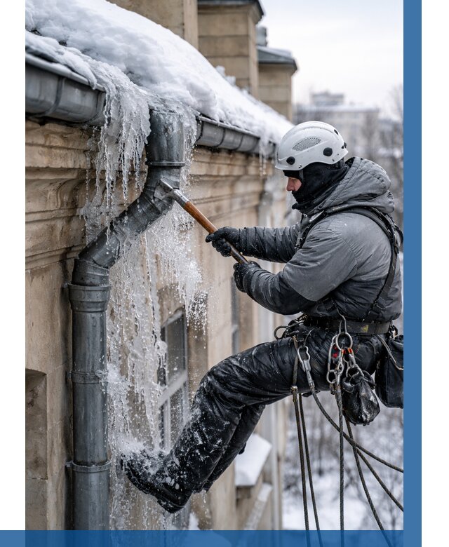 Очистка водостоков от льда в Мирном от 3538 р. | ВЫСОТНИК-Мир