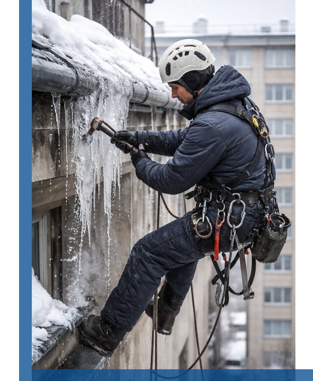 Удаление наледи и чистка водостоков в Мирном оперативно и безопасно