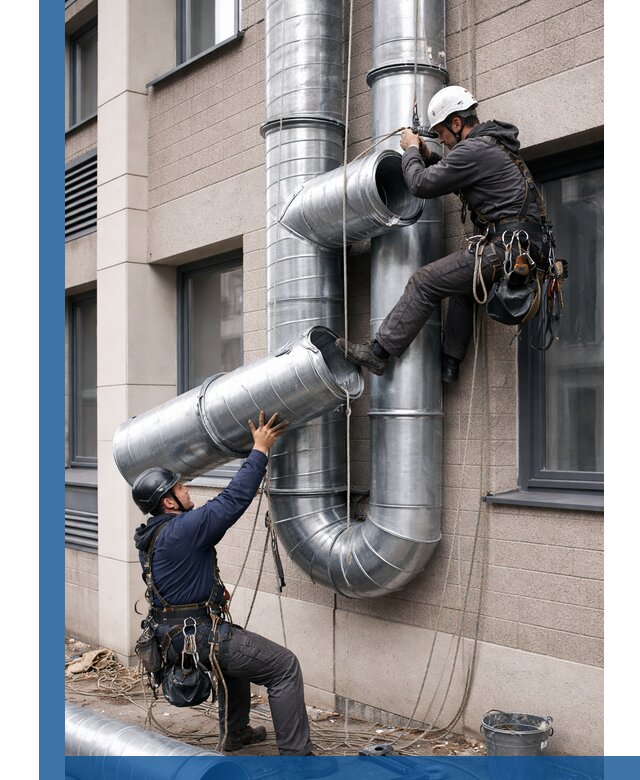 Монтаж фасадных воздуховодов в Мирном с герметизацией и крепежом