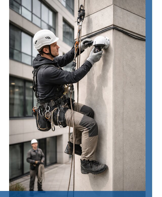 Монтаж камер видеонаблюдения на фасаде в Мирном от 8593 р.-ВЫСОТНИК-Мир