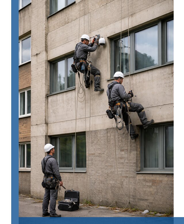 Монтаж фасадных камер видеонаблюдения в Мирном под ключ