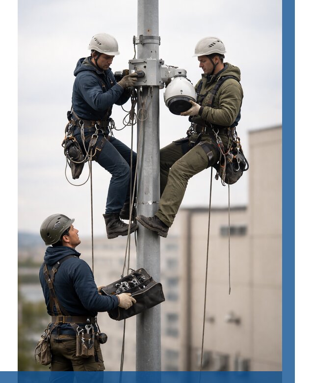 Установка видеокамер на мачте в Мирном от 8593 р. | ВЫСОТНИК-Мир