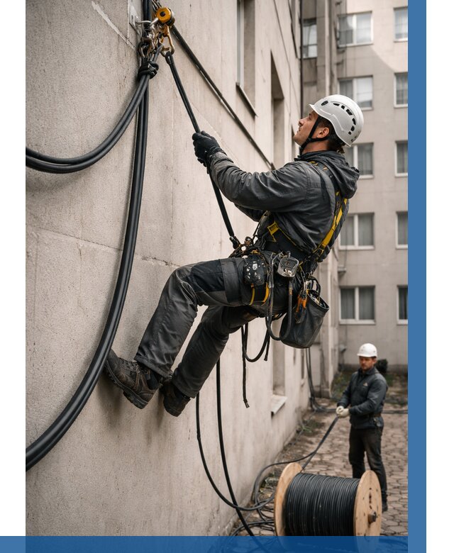 Протяжка кабеля питания на высоте в Мирном от 455 р. | ВЫСОТНИК-Мир