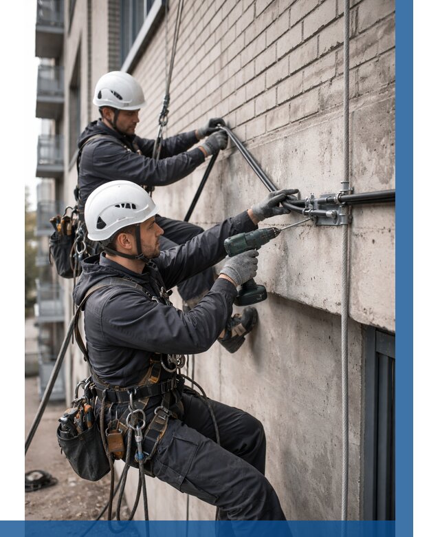 Крепление кабеля на фасаде в Мирном от 354 р. | ВЫСОТНИК-Мир