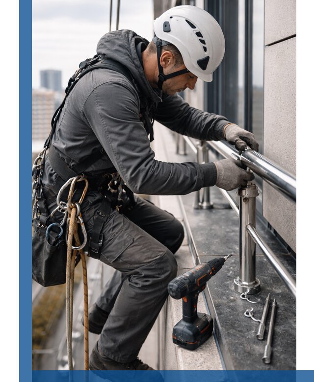 Монтаж ограждений на высоте в Мирном для зданий и конструкций