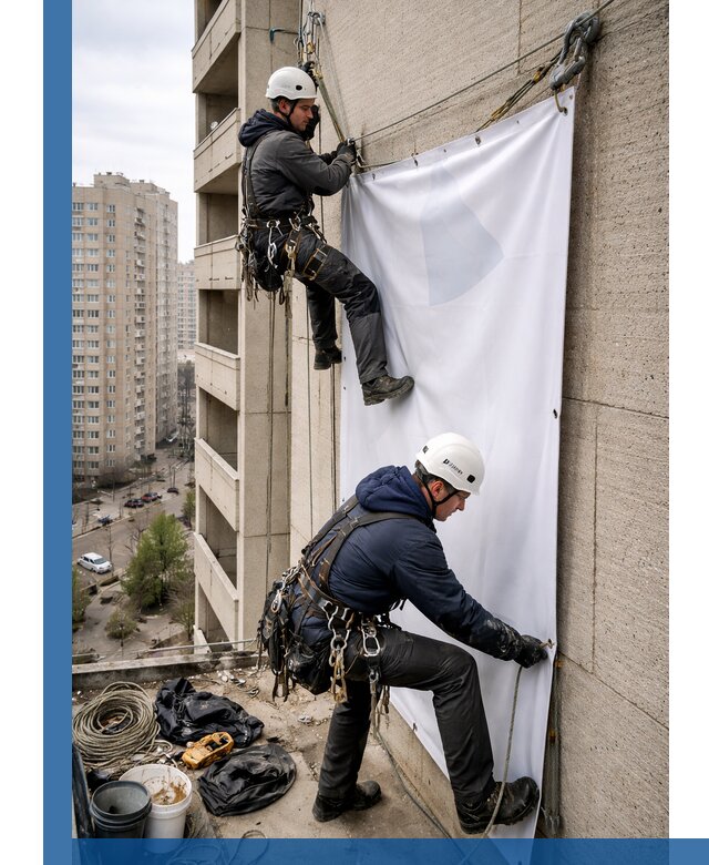 Профессиональный монтаж баннеров на фасаде в Мирном