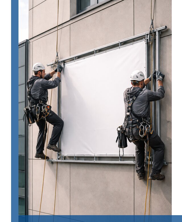 Монтаж наружной рекламной вывески в Мирном под ключ