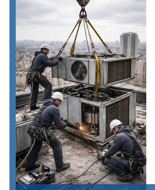 Демонтаж крышной установки в Мирном любой сложности