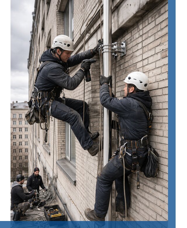 Монтаж флагштока на здании в Мирном от 6571 р. | ВЫСОТНИК-Мир