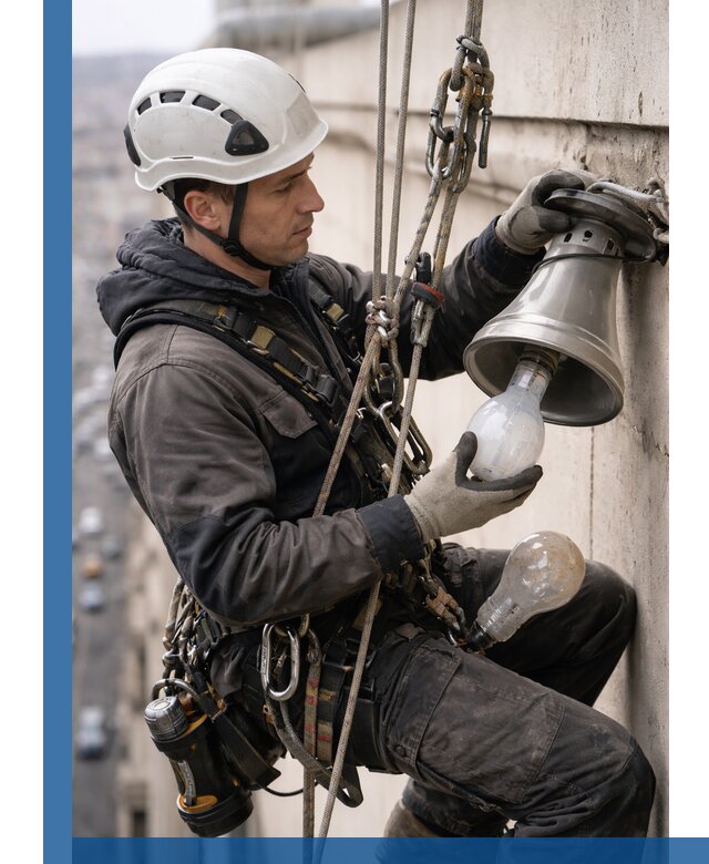 Замена ламп на высоте в Мирном профессионально и быстро