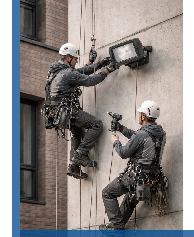 Профессиональный монтаж фасадных прожекторов в Мирном под ключ