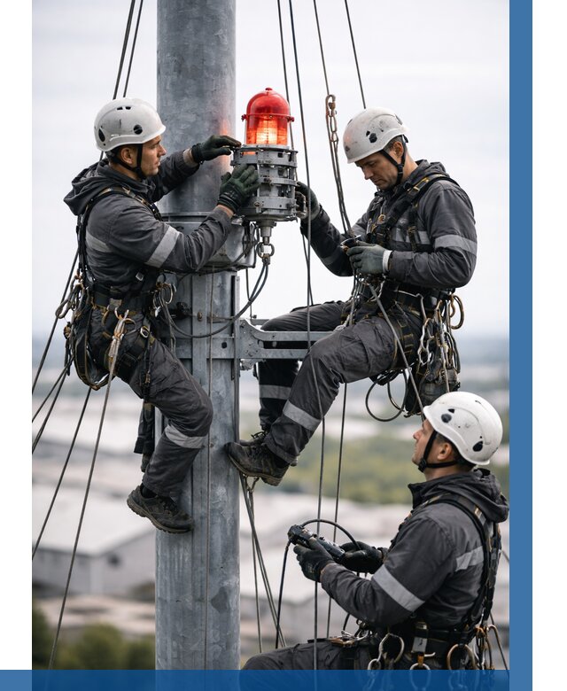 Монтаж заградительных огней в Мирном от 8593 р. | ВЫСОТНИК-Мир