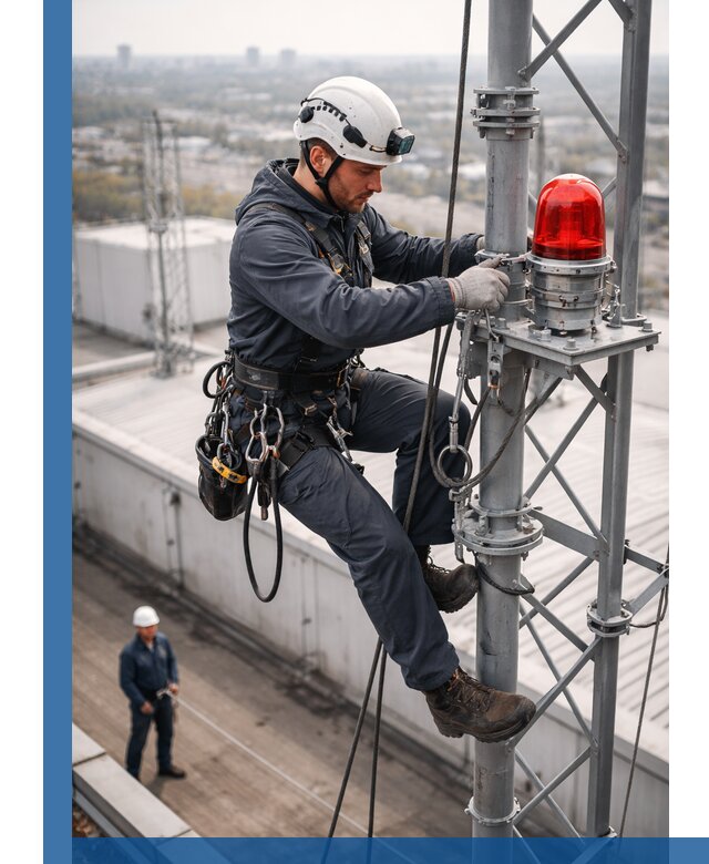 Монтаж заградительных огней и обслуживание объектов в Мирном