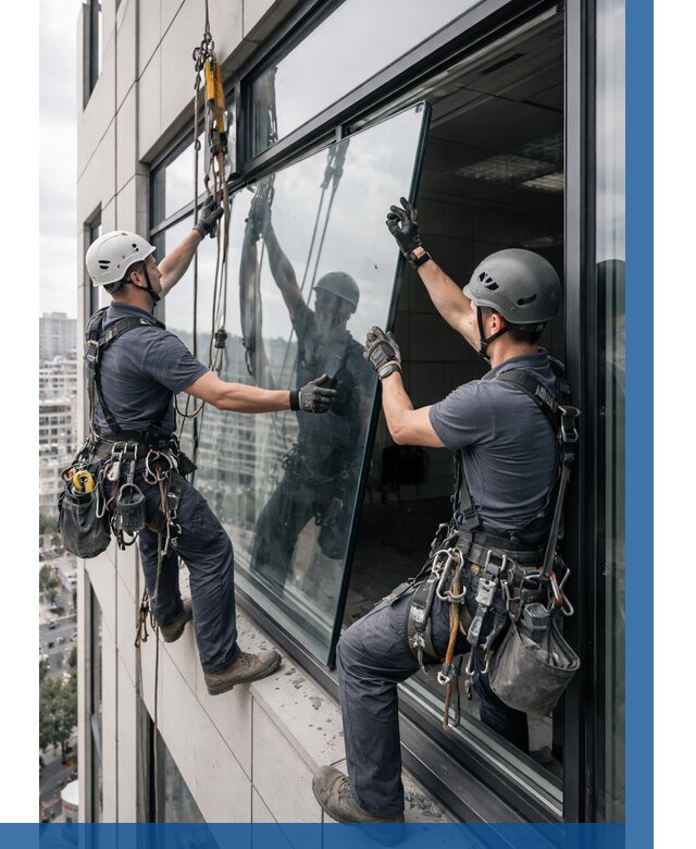 Замена стеклопакетов на высоте в Мирном от 5560 р. | ВЫСОТНИК-Мир