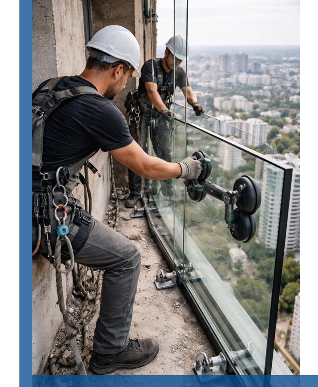 Монтаж стеклянных ограждений под ключ с гарантией в Мирном