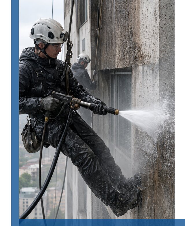 Гидроструйная очистка фасадов и конструкций в Мирном