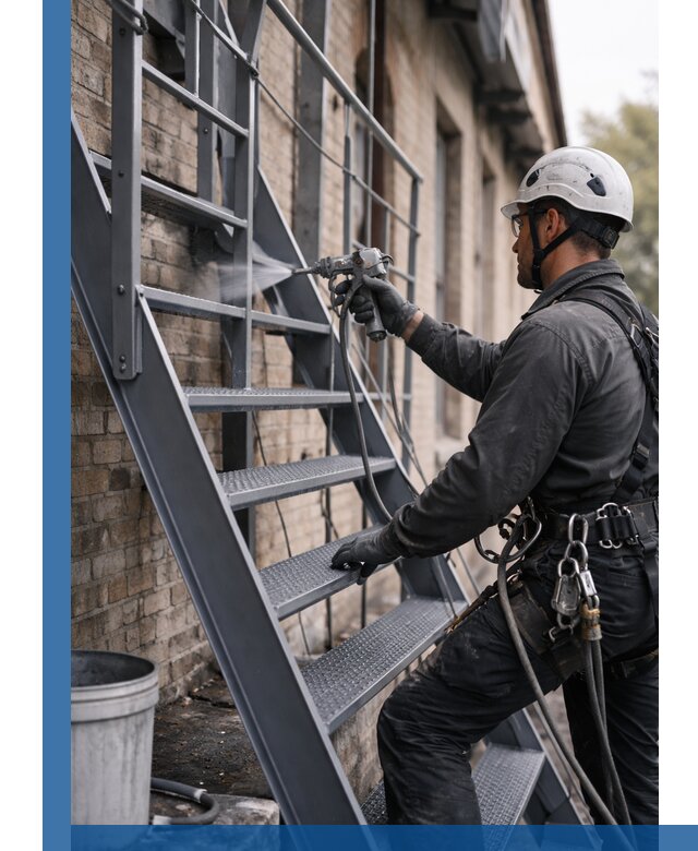 Покраска и антикоррозионная защита пожарных лестниц в Мирном