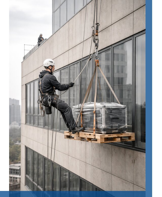 Спуск груза по фасаду в Мирном от 3538 р. | ВЫСОТНИК-Мир