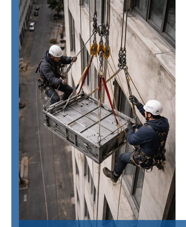 Спуск и подъем грузов по фасаду в Мирном для зданий