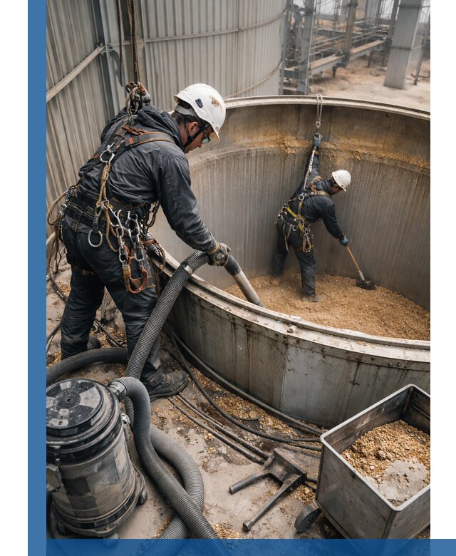 Профессиональная чистка зерновых бункеров в Мирном с выездом