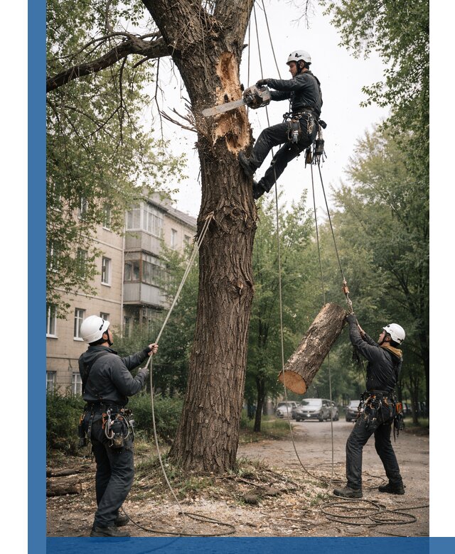 Срочное удаление аварийных деревьев в Мирном с гарантией безопасности